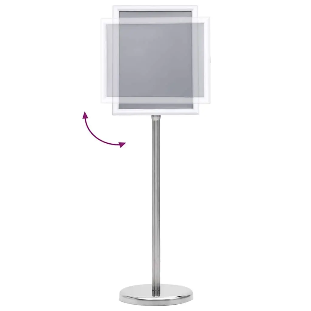 Silver Adjustable Poster Stand 2 Pack with Rotatable Frame