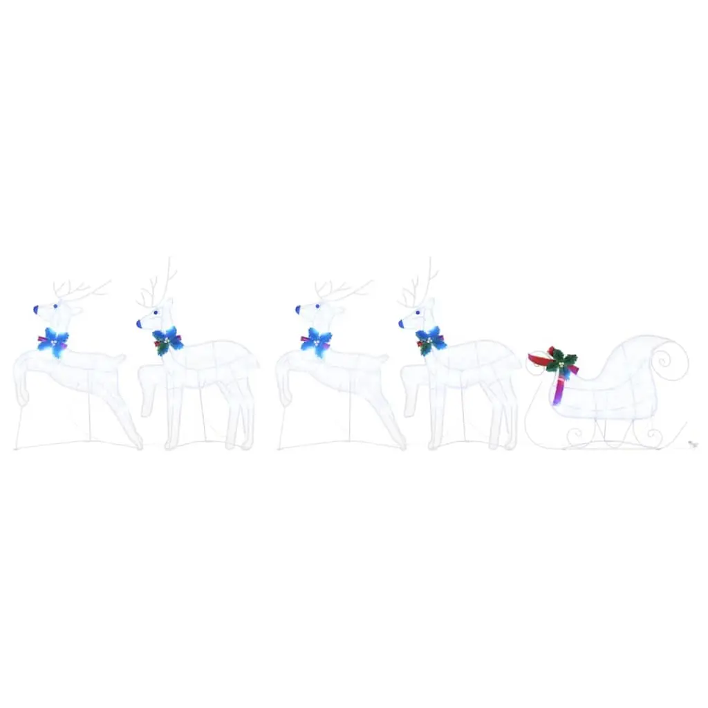 LED Reindeer Decorations Fabric 5 Piece White Art Deco Indoor