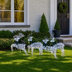 White LED Reindeer Decorations Set of 4 for Holiday Spirit