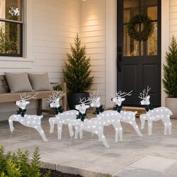 Set of 6 Art Deco Silver LED Reindeers for Decoration