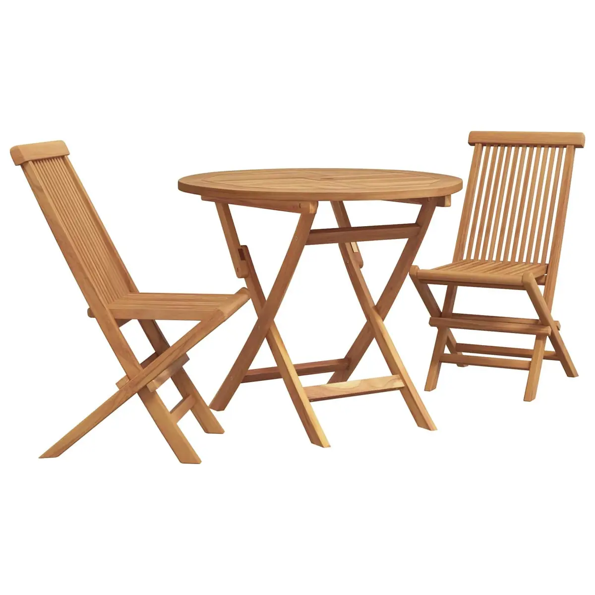 Acacia Wood Garden Dining Set Brown Modern 3 Piece Outdoor Furniture Table and Chairs