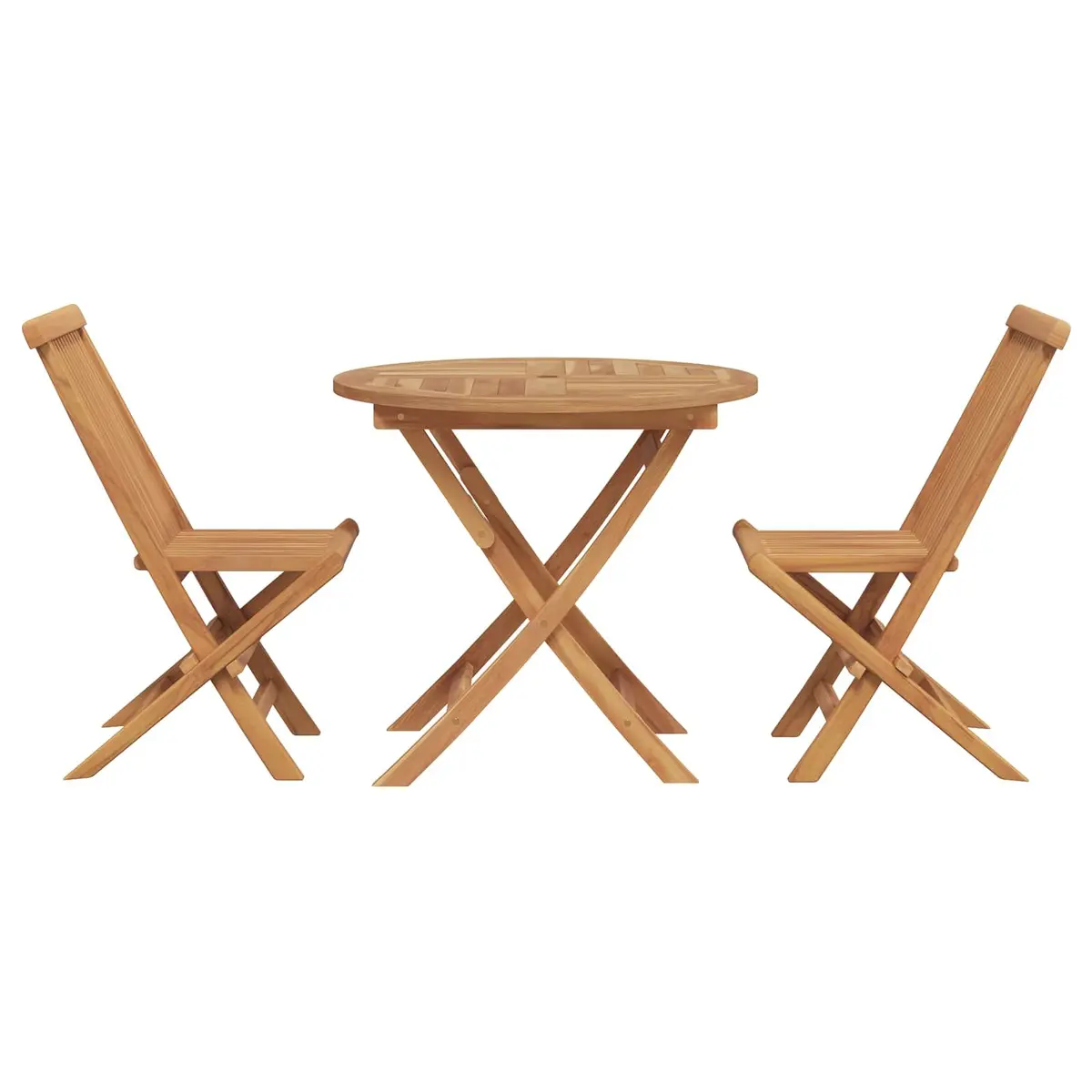 Acacia Wood Garden Dining Set Brown Modern 3 Piece Outdoor Furniture Table and Chairs