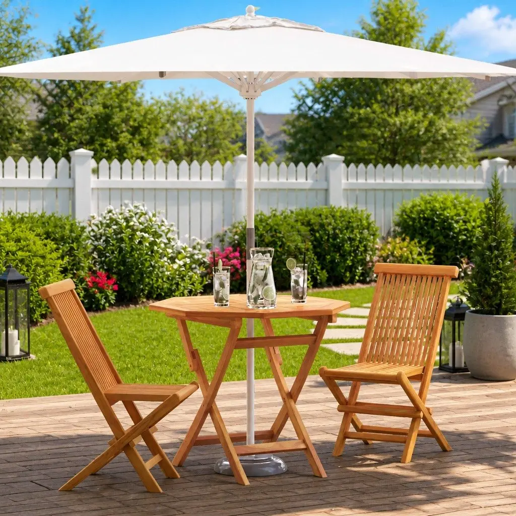 Solid Acacia Wood 3-Piece Garden Dining Set in Brown