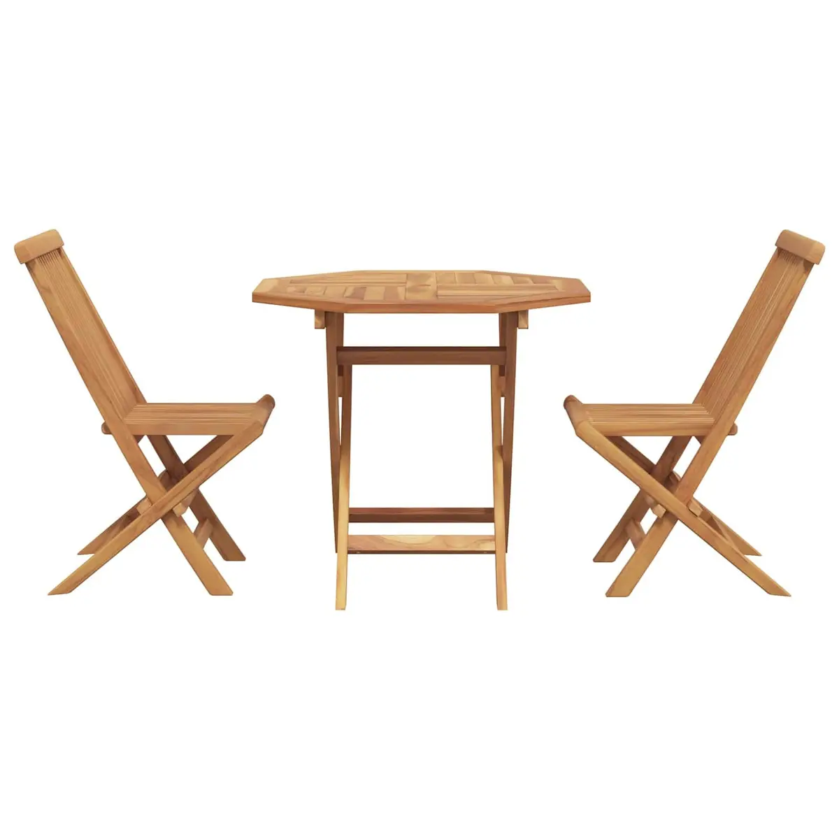 Solid Acacia Wood 3-Piece Garden Dining Set in Brown