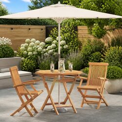 Sturdy 3-Piece Acacia Wood Garden Dining Set
