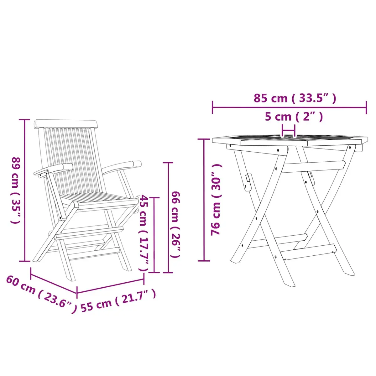 3-Piece Acacia Wood Garden Dining Set