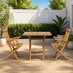 3-Piece Acacia Wood Garden Dining Set for Outdoor Use