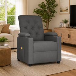 Electric Reclining Armchair Grey Fabric Massage Chair