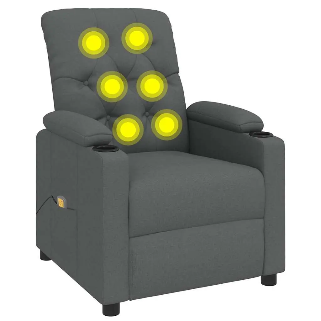 Electric Massage Chair Grey Fabric 3 Position Reclining 6 Points Vibration