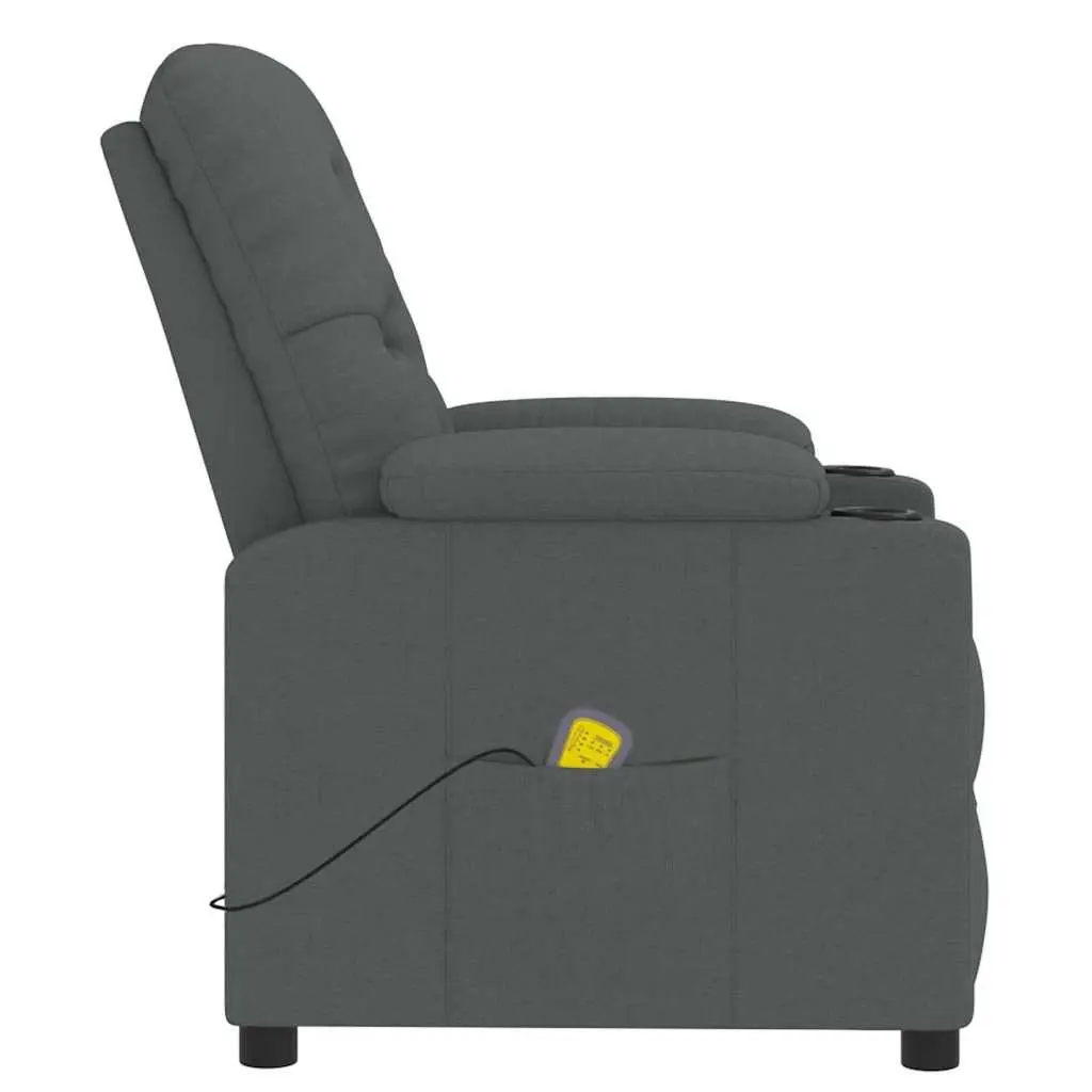 Electric Massage Chair Grey Fabric 3 Position Reclining 6 Points Vibration