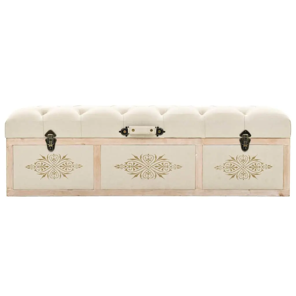 Storage Bench 110cm Cream Padded Seat Entryway Hallway Living Room Furniture Box