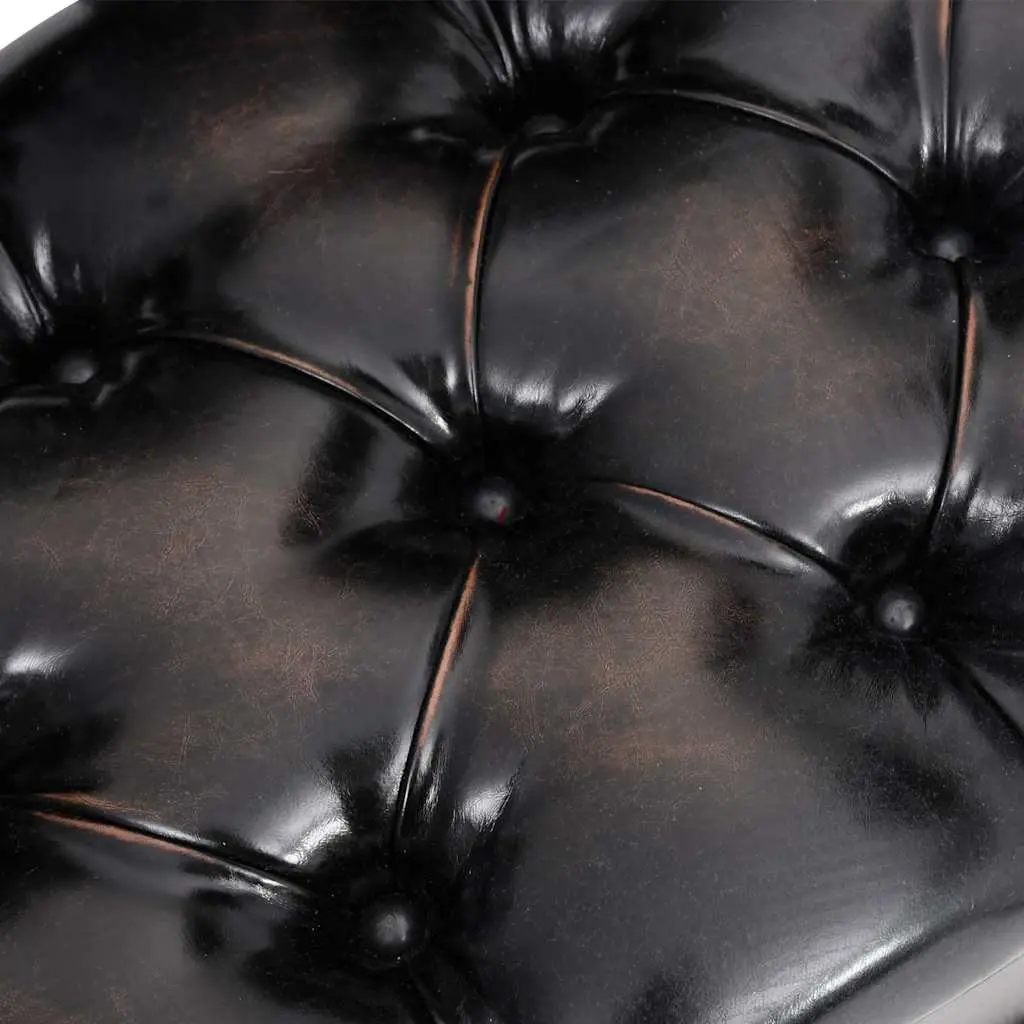 Black Faux Leather Storage Bench with Backrest 110cm