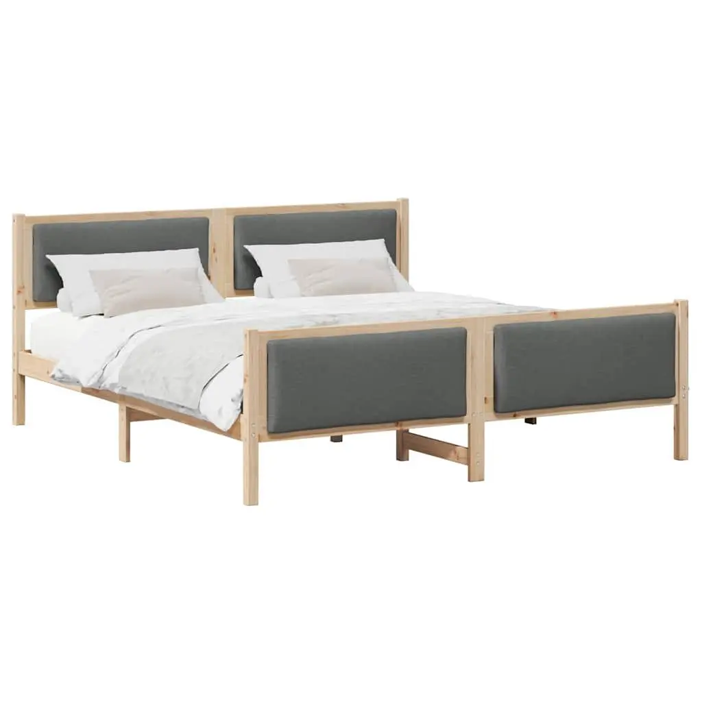 Bed Frame with Headboard Dark Grey 180 x 200 cm Fabric Upholstered Platform