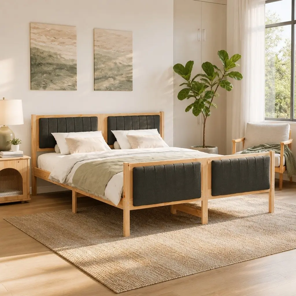 Solid Pine Wood Platform Bed Frame 150x200cm