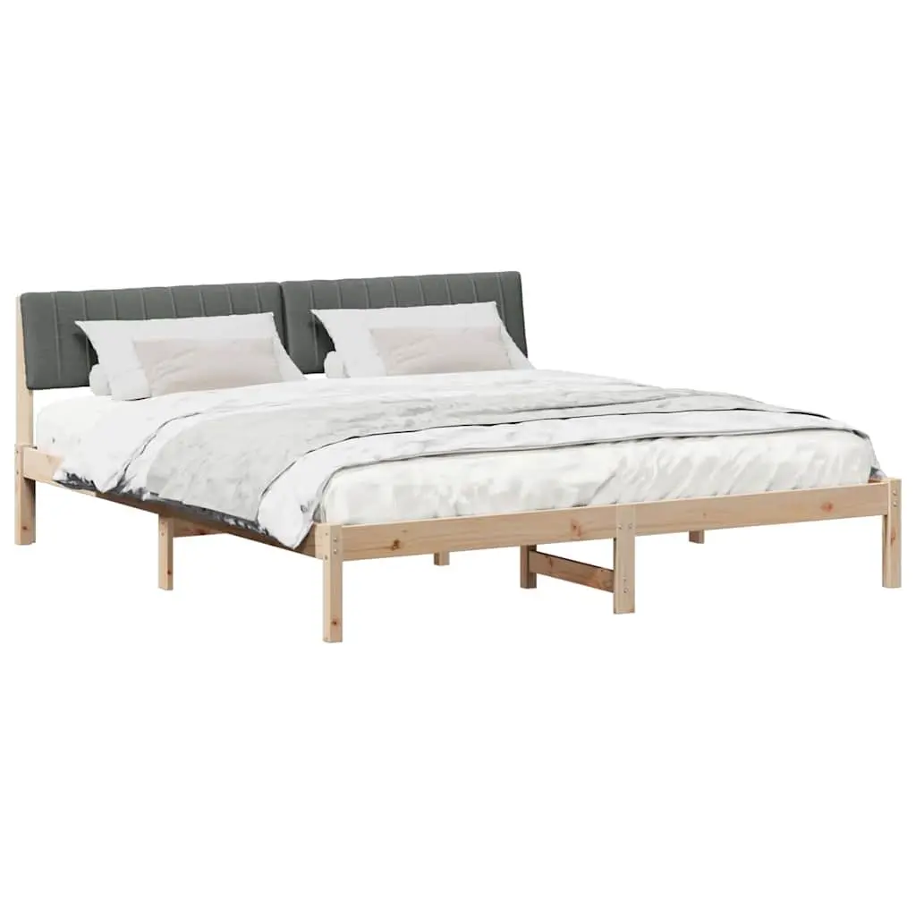 Solid Pine Bed Frame 180 x 200 cm with Headboard