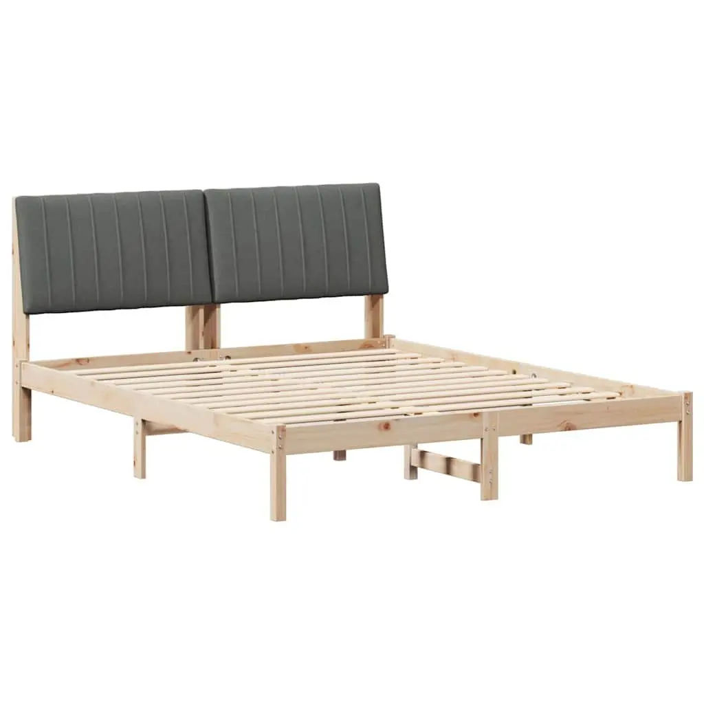 Brown Bed Frame with Upholstered Headboard 150 x 200 cm
