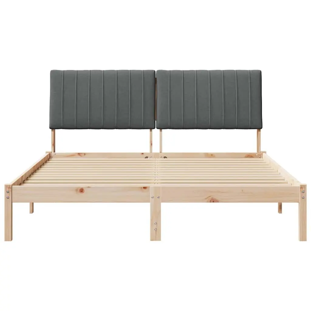 Brown Bed Frame with Upholstered Headboard 150 x 200 cm