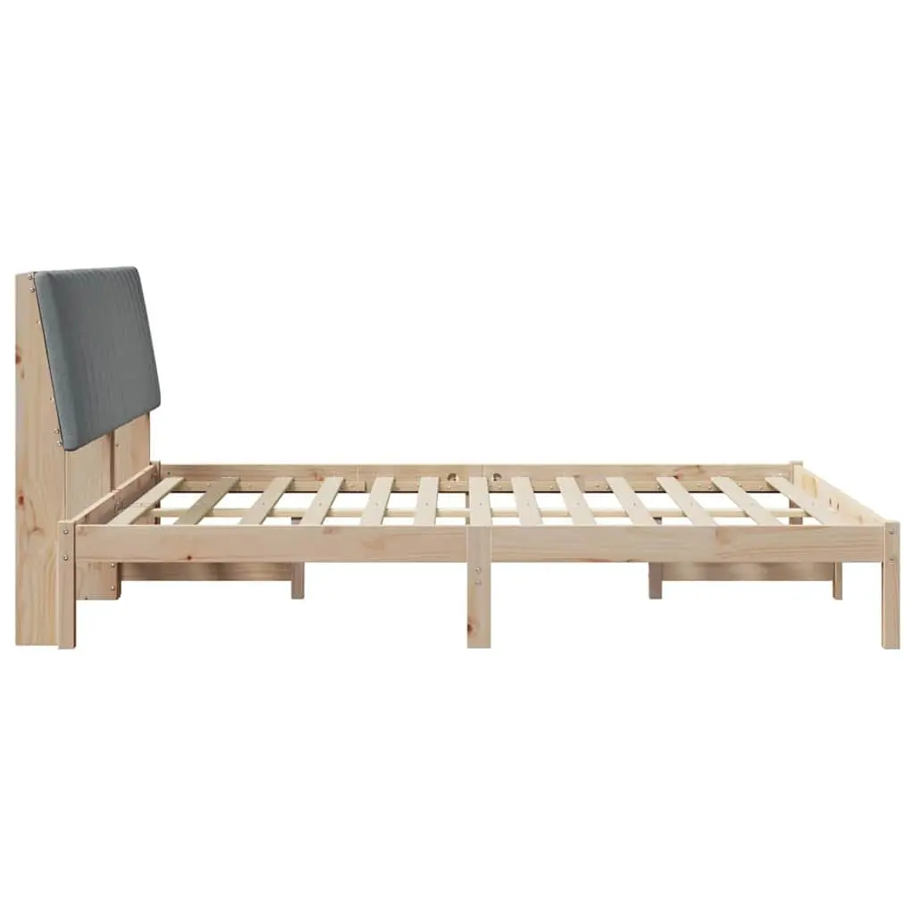 Brown Bed Frame with Upholstered Headboard 150 x 200 cm