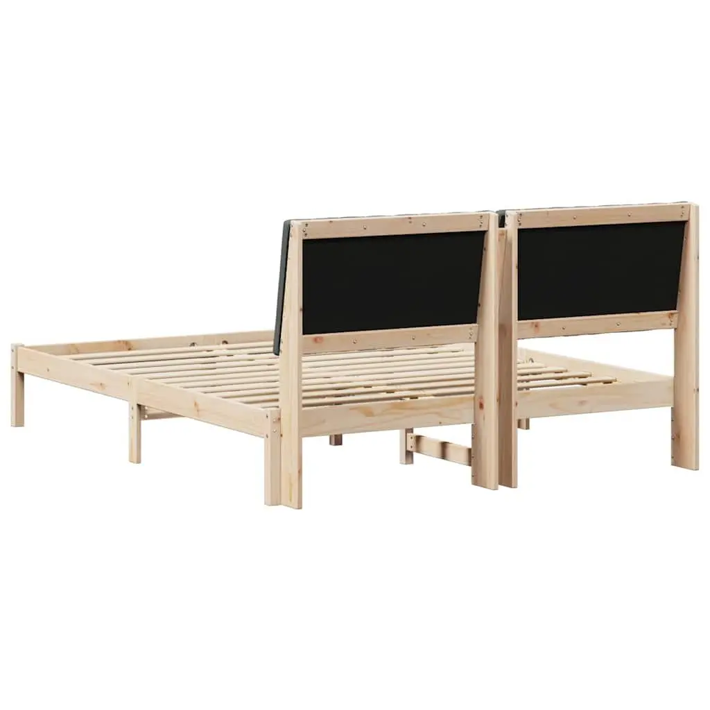 Brown Bed Frame with Upholstered Headboard 150 x 200 cm