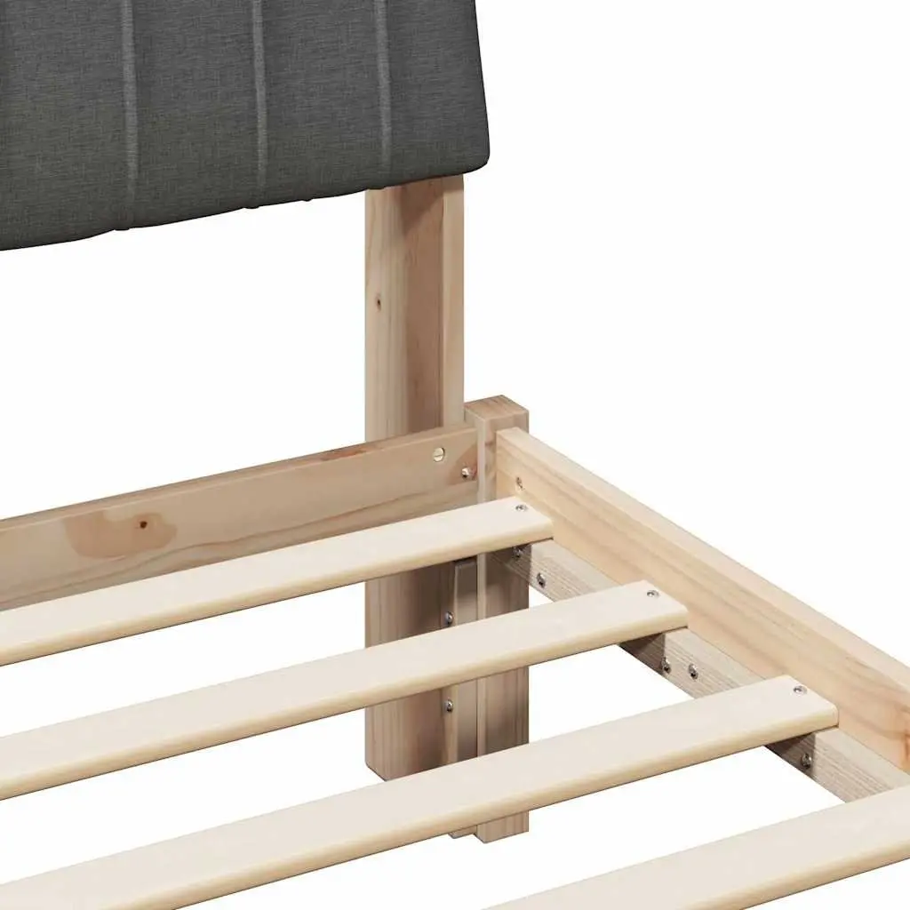 Brown Bed Frame with Upholstered Headboard 150 x 200 cm