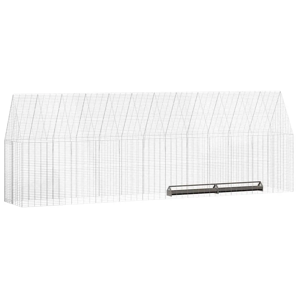Chicken Cage Galvanised Steel Outdoor 600 x 100 x 210 cm Silver 2 Piece