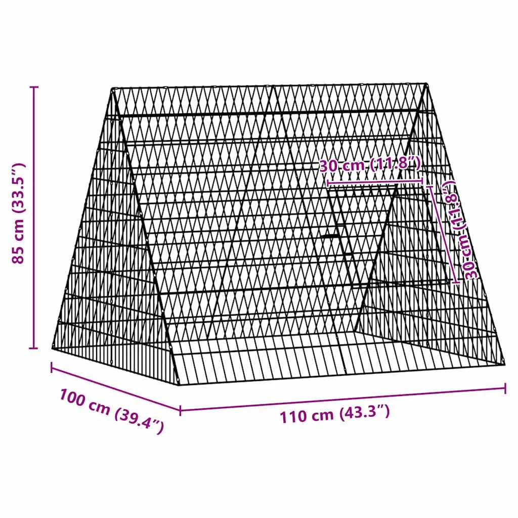 Galvanised Steel Chicken Cage 110x100x85cm for Outdoors