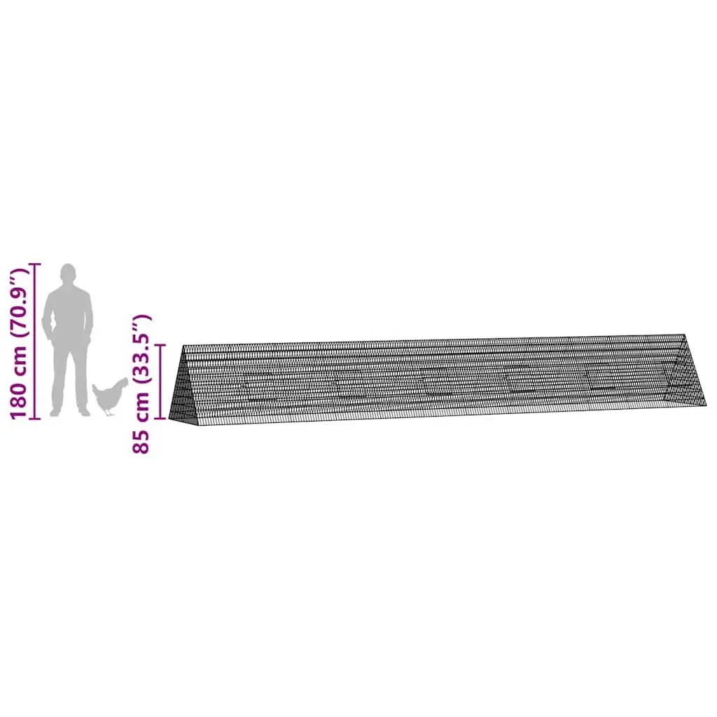 Chicken Cage Galvanized Steel 650 x 100 x 85 cm Silver Outdoor Poultry Run