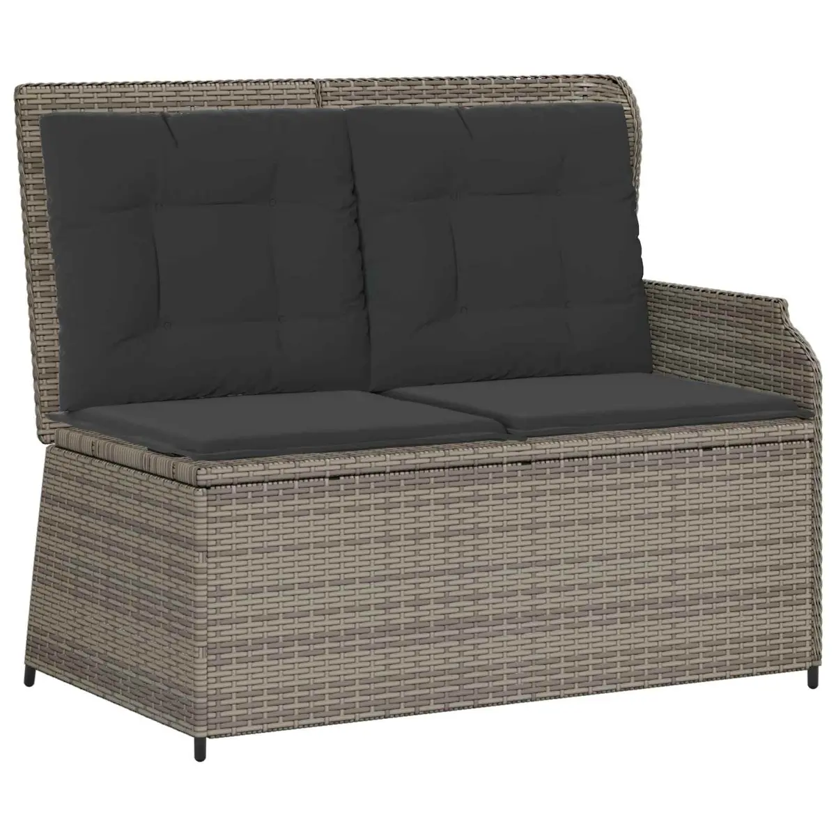 Garden Bench Poly Rattan Powder-coated Steel Grey Outdoor Furniture
