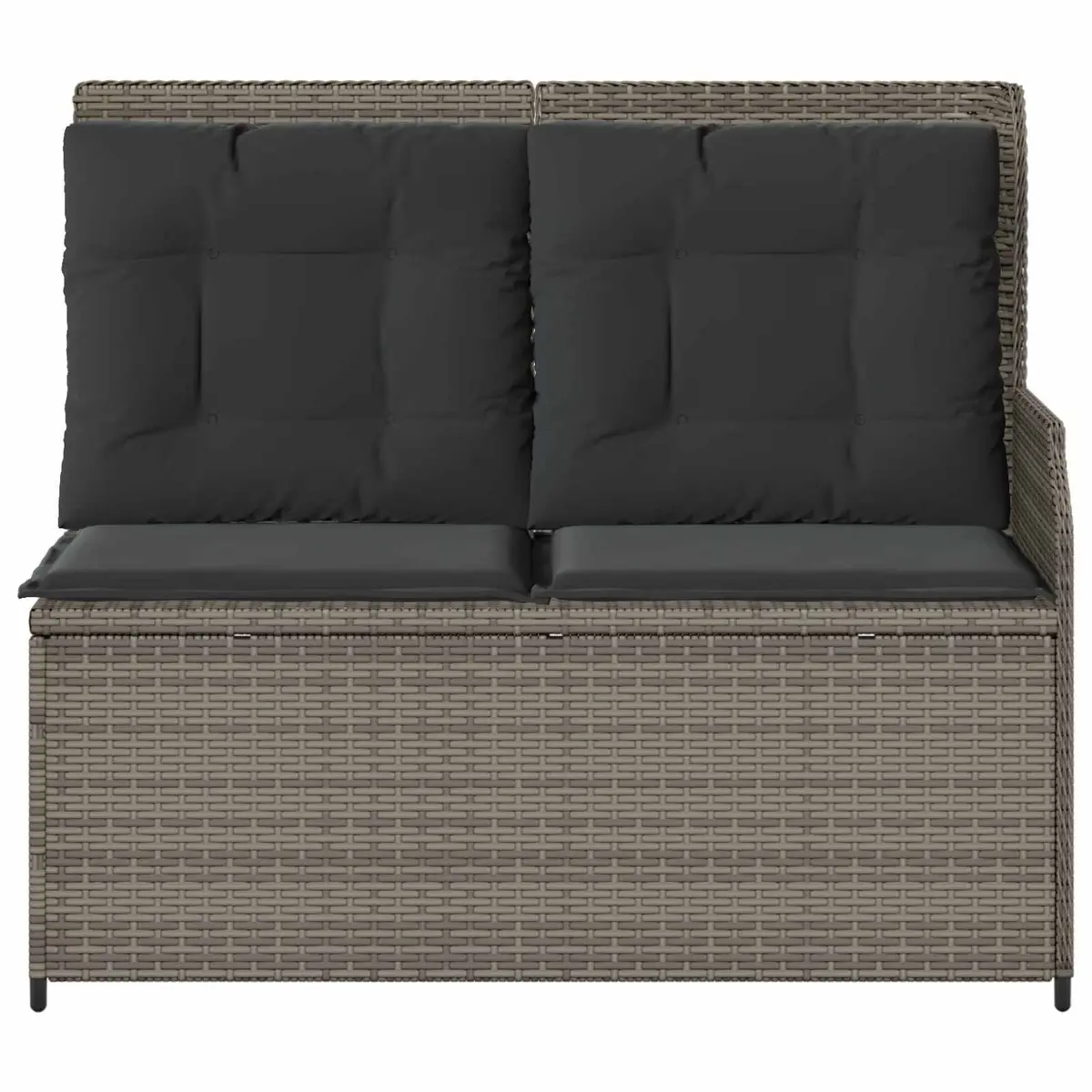 Garden Bench Poly Rattan Powder-coated Steel Grey Outdoor Furniture