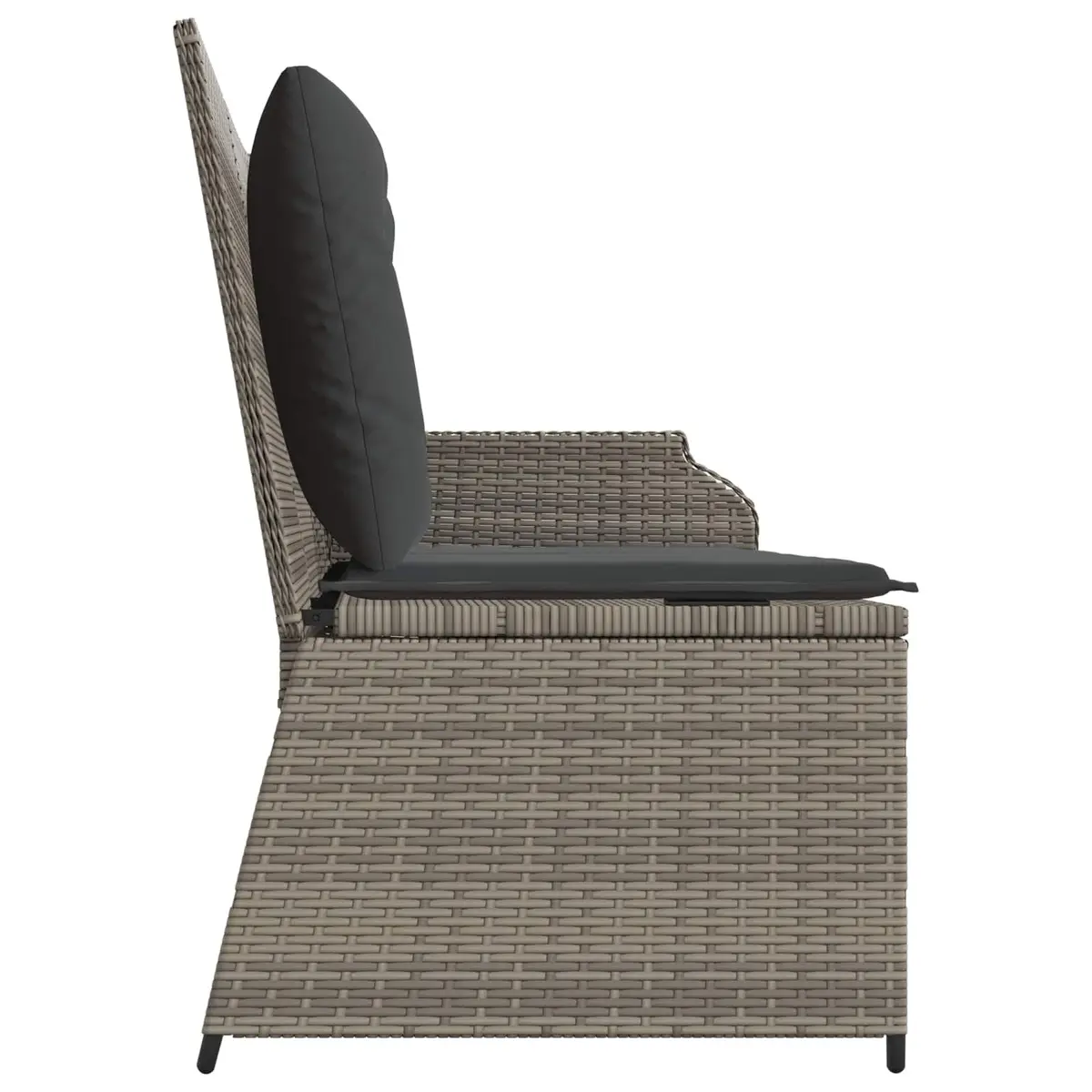 Garden Bench Poly Rattan Powder-coated Steel Grey Outdoor Furniture