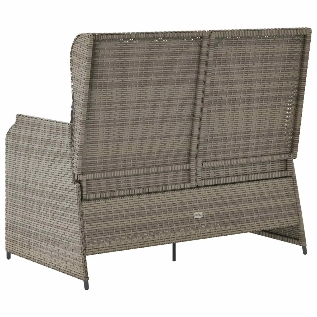 Garden Bench Poly Rattan Powder-coated Steel Grey Outdoor Furniture