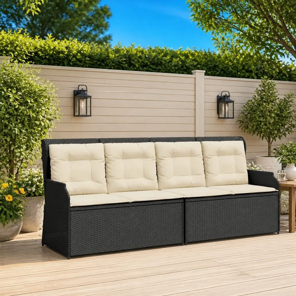Rattan Garden Bench with Adjustable Backrest