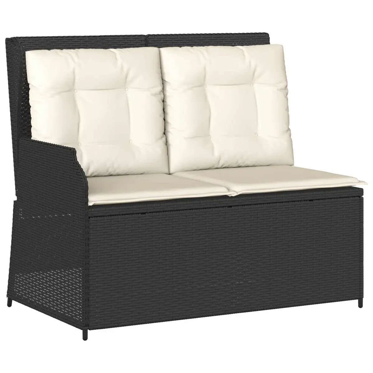 Rattan Garden Bench with Adjustable Backrest