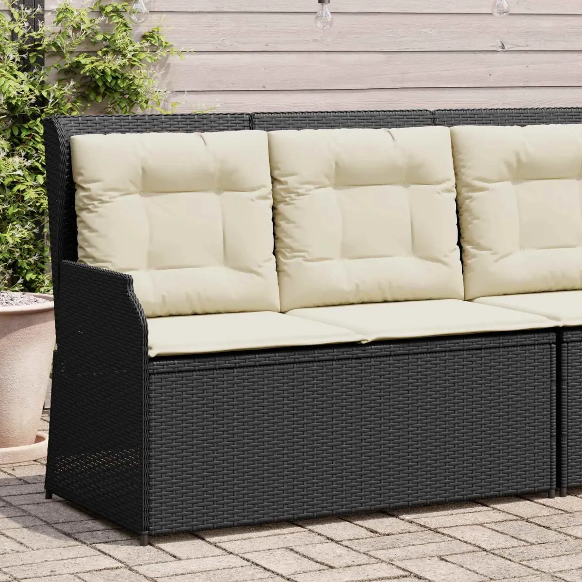 Rattan Garden Bench with Adjustable Backrest