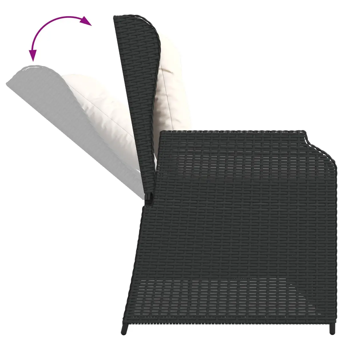 Rattan Garden Bench with Adjustable Backrest