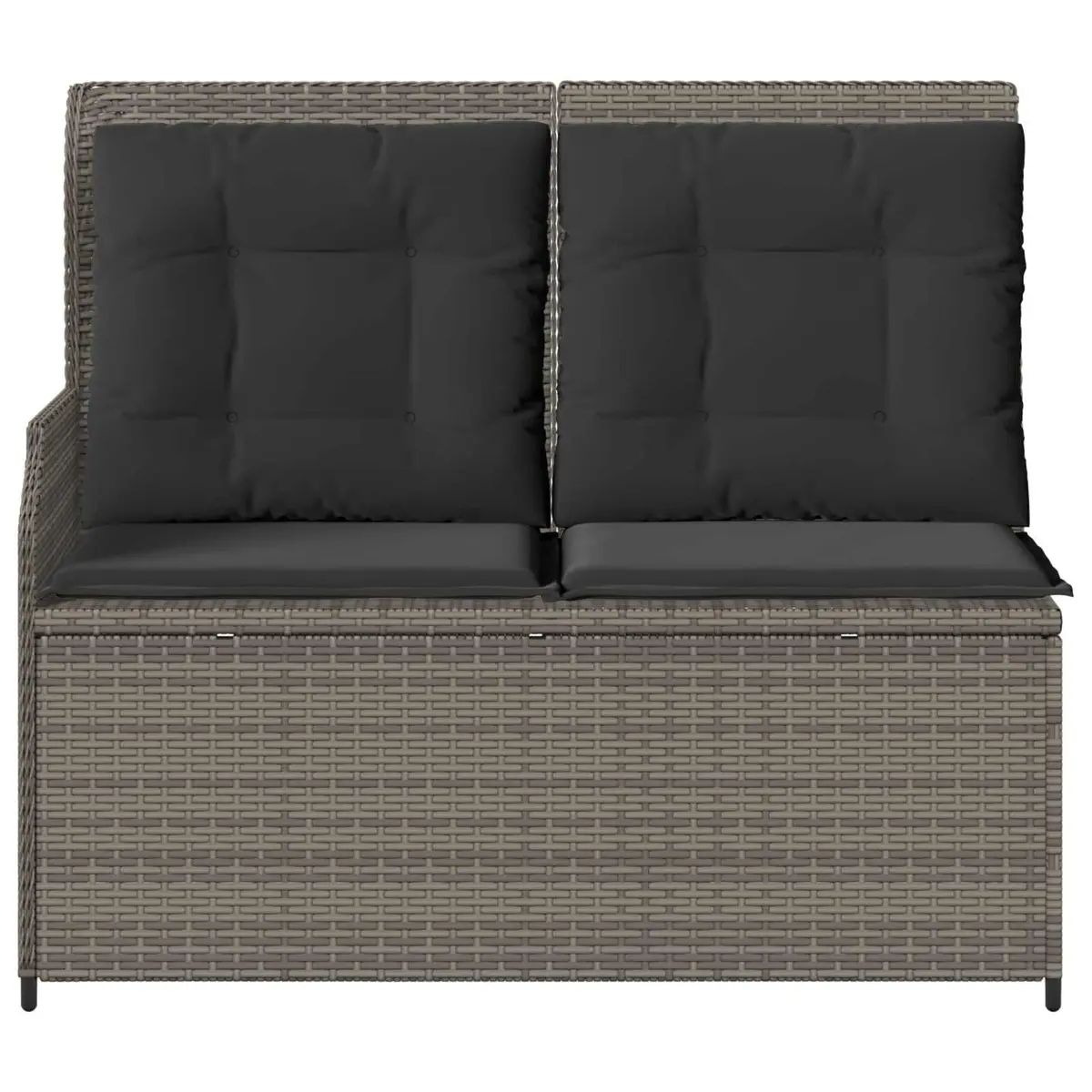 Grey Poly Rattan Garden Bench with Multi-Position Recline