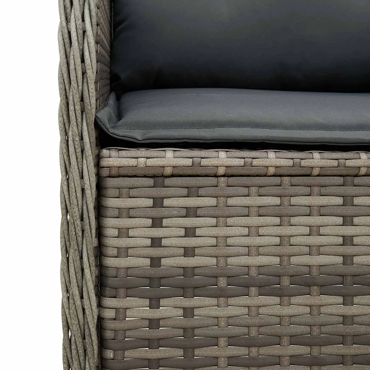 Grey Poly Rattan Garden Bench with Multi-Position Recline
