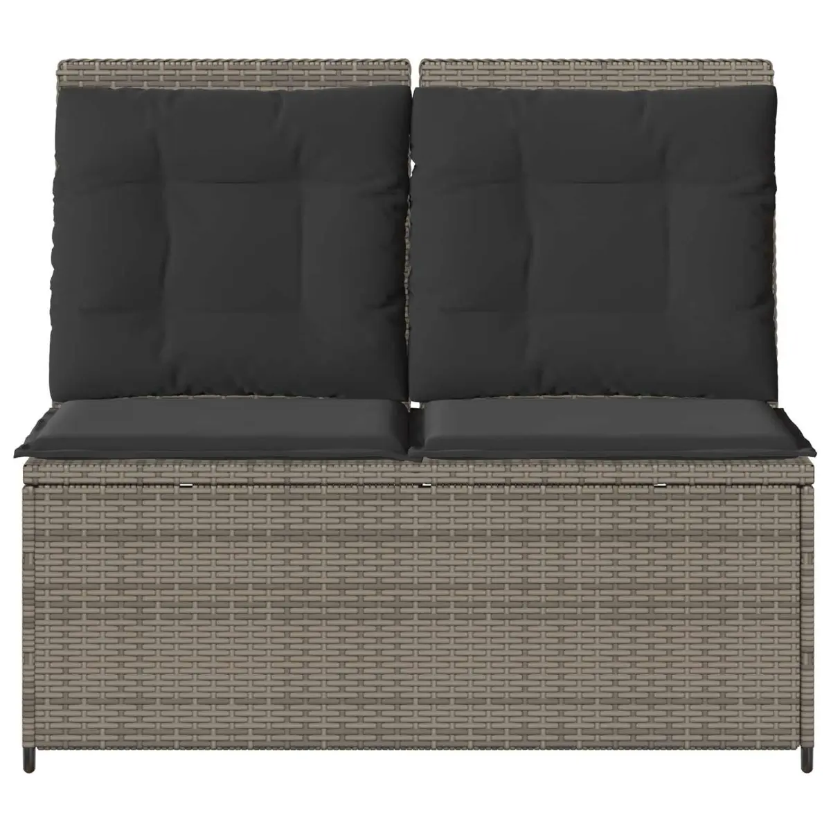 Grey Poly Rattan Garden Bench with Adjustable Backrest