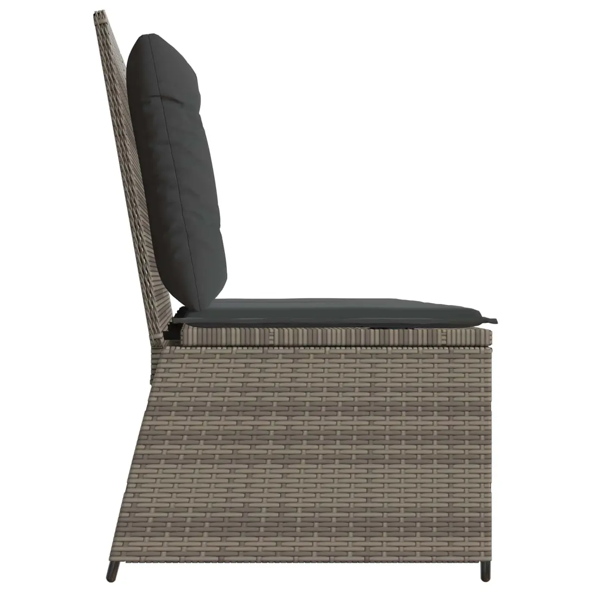 Grey Poly Rattan Garden Bench with Adjustable Backrest