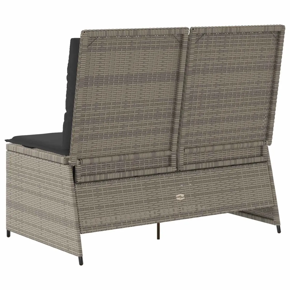 Grey Poly Rattan Garden Bench with Adjustable Backrest