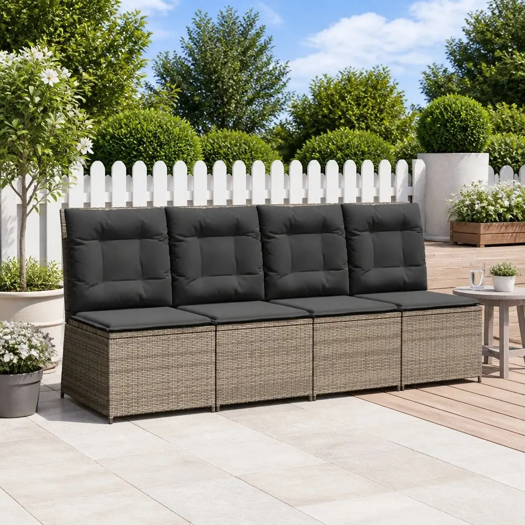 Outdoor Reclining Garden Sofa Set in Grey Poly Rattan