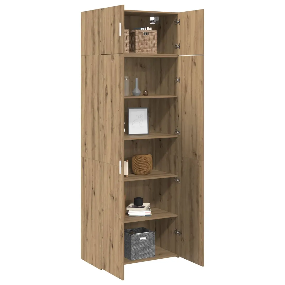 Brown Engineered Wood Storage Cabinet Set