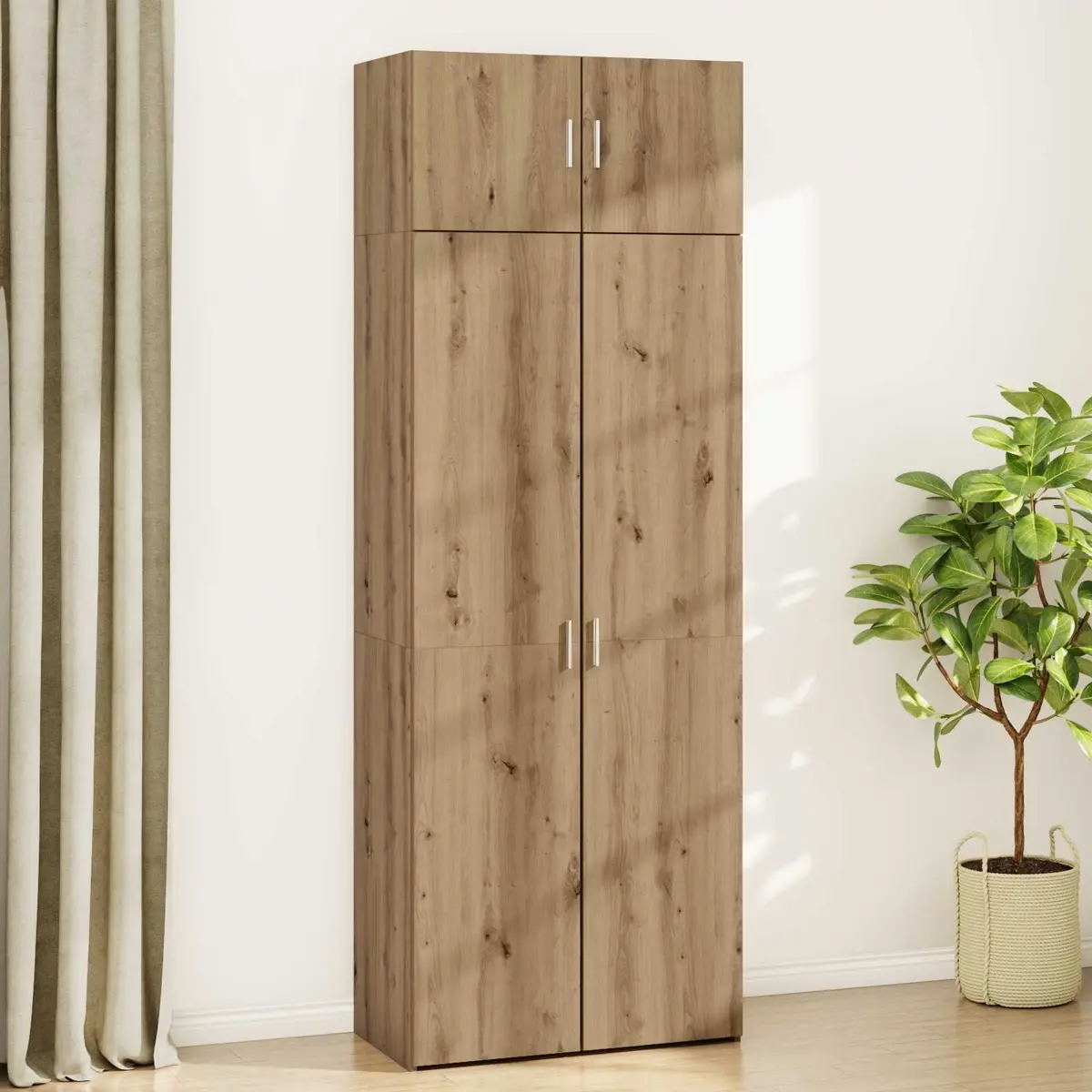 Brown Engineered Wood Storage Cabinet Set