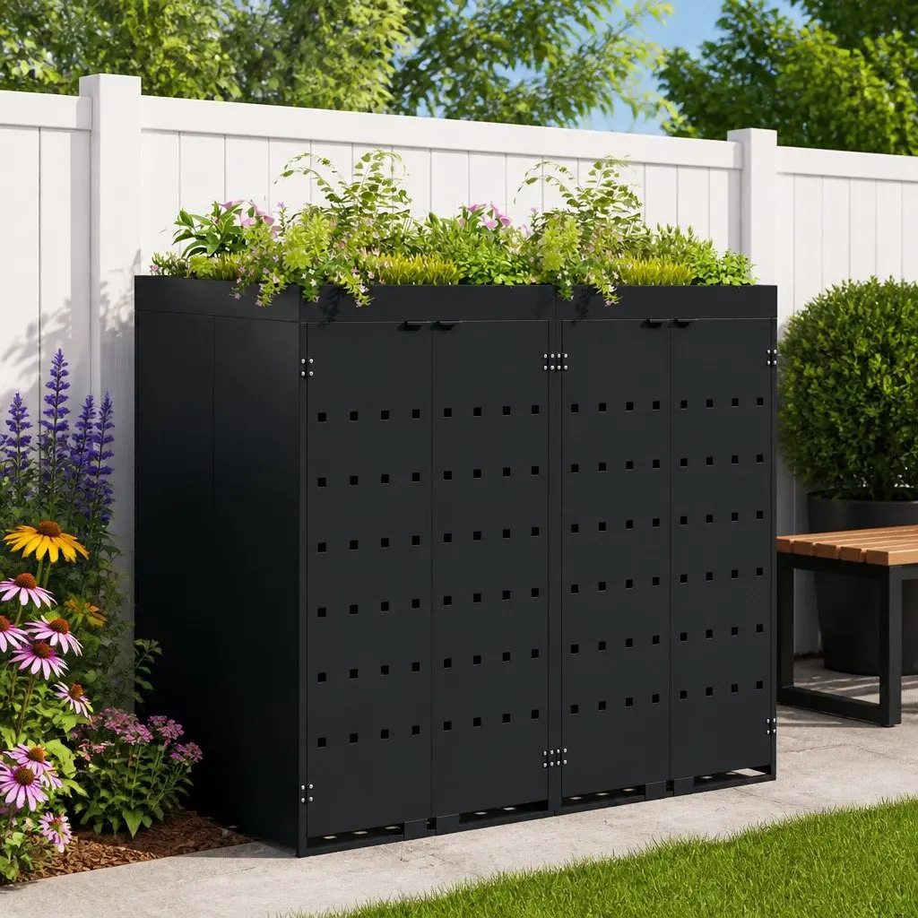 Black Wheelie Bin Storage for 2 Bins