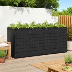 Wheelie Bin Storage for 4 Bins Black 272 x 77.5 x 121.5 cm Outdoor Garden