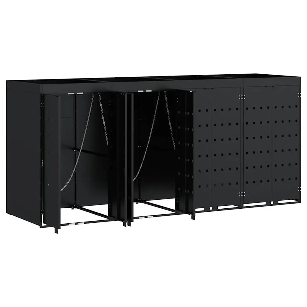 Wheelie Bin Storage Powder-coated Steel 272 x 77.5 x 121.5 cm Black