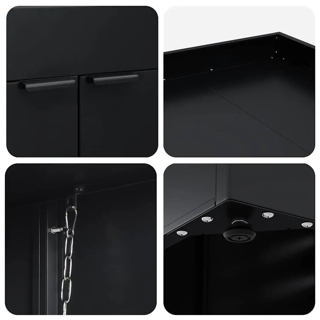 Wheelie Bin Storage Powder-coated Steel 272 x 77.5 x 121.5 cm Black