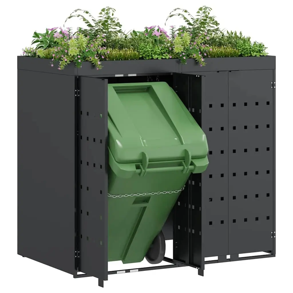 Wheelie Bin Storage Enclosure Powder-coated Steel 2 Bins Anthracite