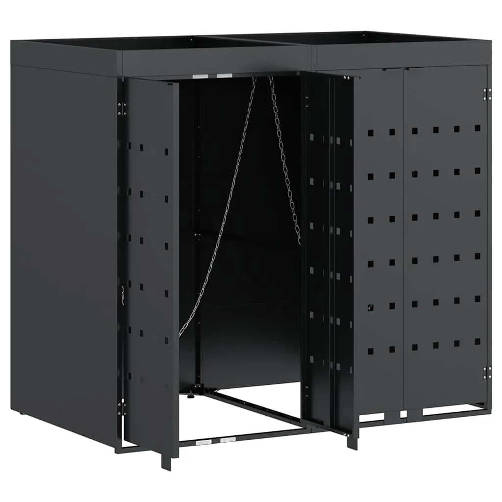 Wheelie Bin Storage Enclosure Powder-coated Steel 2 Bins Anthracite