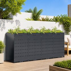 Wheelie Bin Storage Enclosure 4 Bins Outdoor Garden Waste Container Planter Roof